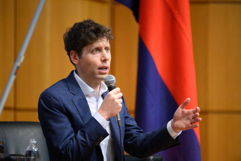 Sam Altman, the then-chief executive officer of OpenAI, speaks at Keio University in Tokyo in June.