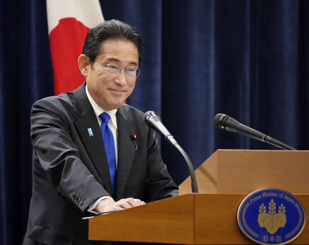 Prime Minister Fumio Kishida speaks at a news conference following the conclusion of the Asia Pacific Economic Cooperation summit in San Francisco on Friday.