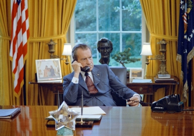 U.S. President Richard Nixon in the Oval Office of the White House in June 1972