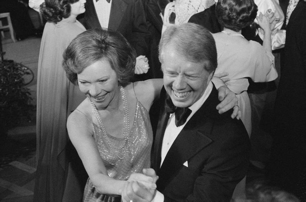 U.S. President Jimmy Carter and first lady Rosalynn Carter dance at a White House Congressional Ball in Washington, on Dec. 13, 1978.