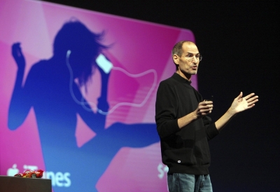 Steve Jobs, Apple's former chief executive, speaks at the Apple Worldwide Developers Conference in San Francisco on June 6, 2011. Sam Altman, the most prominent promoter of artificial intelligence, learned that it’s hard to be a visionary founder like the Apple legend.