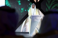 Sultan Ahmed al-Jaber, CBE, the Minister of Industry and Advanced Technology of the United Arab Emirates, speaks during the opening ceremony of the Middle East and North Africa Climate Week in Riyadh on Oct. 8. | REUTERS