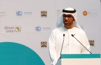 COP28 President Sultan al-Jaber addresses delegates during the Africa Climate Summit in Nairobi on Sept. 5. | REUTERS