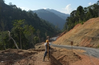 A surveyor at work at the Mentarang Induk Hydropower Plant construction site in North Kalimantan in October.  | Bloomberg
