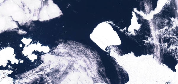 A Satellite image shows the world's largest iceberg, named A23a, in Antarctica on Nov. 15.  