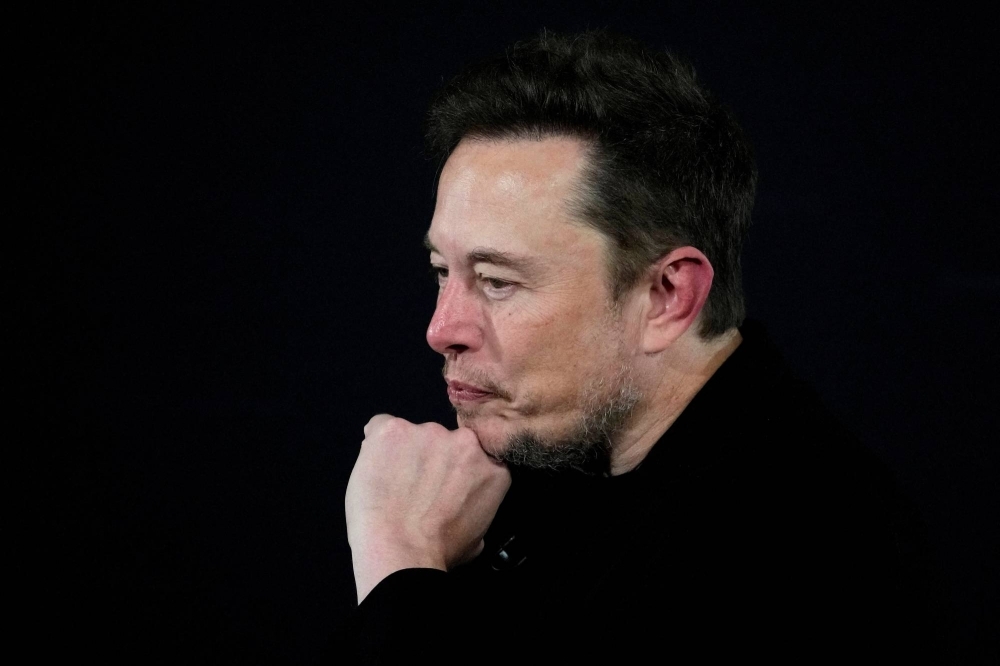 Billionaire Elon Musk, owner of the X social media platform, pauses during an event with British Prime Minister Rishi Sunak in London on Nov. 2.
