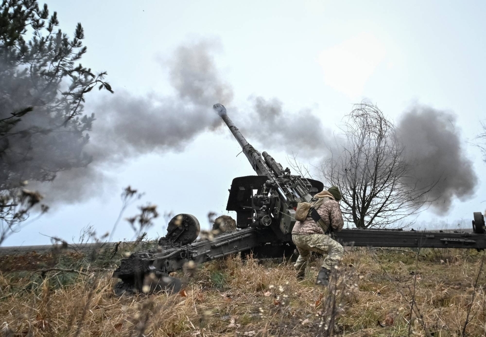 Ukrainian military members fire a howitzer at Russian forces in the Zaporizhzhia Region of Ukraine in December. Ukraine’s war effort is highly dependent on the U.S. and the other Western nations who comprise the country’s largest military and economic backers. 