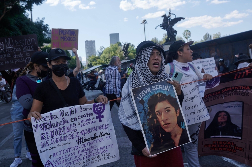 Protesters on Saturday during a demonstration, on International Day for the Elimination of Violence Against Women, in Mexico City