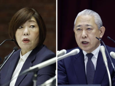 Nihon University Vice President Yasuhiro Sawada (right) has sued Mariko Hayashi, the university's chairperson, over power harassment claims.