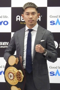 Kazuto Ioka poses during a news conference on Monday. | KYODO
