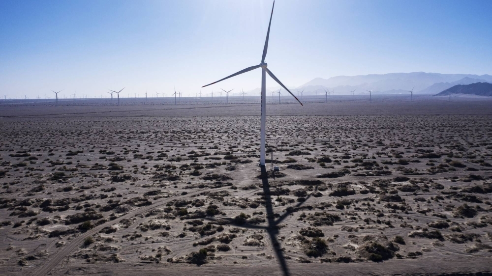 A wind farm near near Golmud, Qinghai province, China 