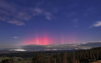 An aurora is observed in Bihoro, Hokkaido, on Friday.