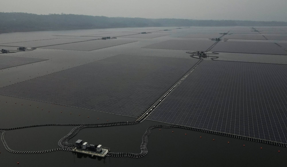A massive floating solar power plant built in Purwakarta, Indonesia, in November. A report from the International Renewable Energy Agency has found that there’s more than enough wind, solar, hydro and geothermal resources to power all of Southeast Asia. 