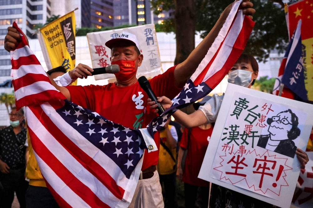 A protest against the visit by then-U.S. House of Representatives Speaker Nancy Pelosi to Taiwan in August 2022