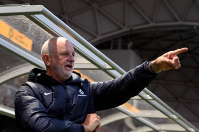 Australian coach Graham Arnold prior to his team's 2026 World Cup qualification match on Nov. 16 in Melbourne. 