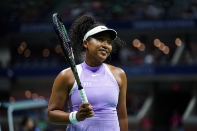 Naomi Osaka in action during the 2022 U.S. Open in one of her final tournaments before her pregnancy leave