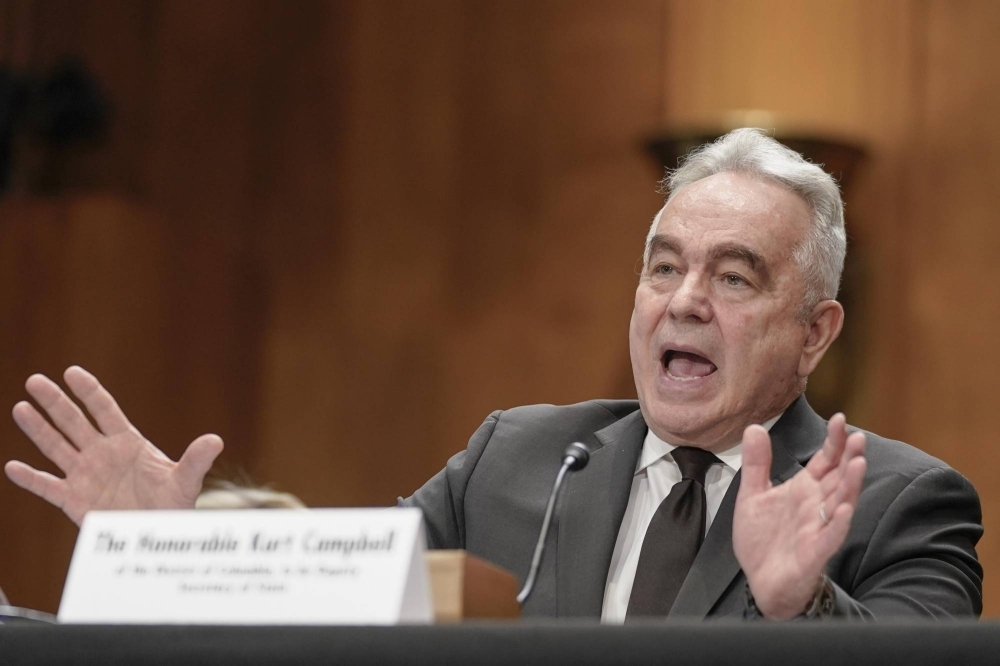 Kurt Campbell, the U.S. National Security Council’s coordinator for Indo-Pacific affairs, speaks in Washington on Thursday during the U.S. Senate Foreign Relations Committee hearing considering his nomination for deputy secretary of state.