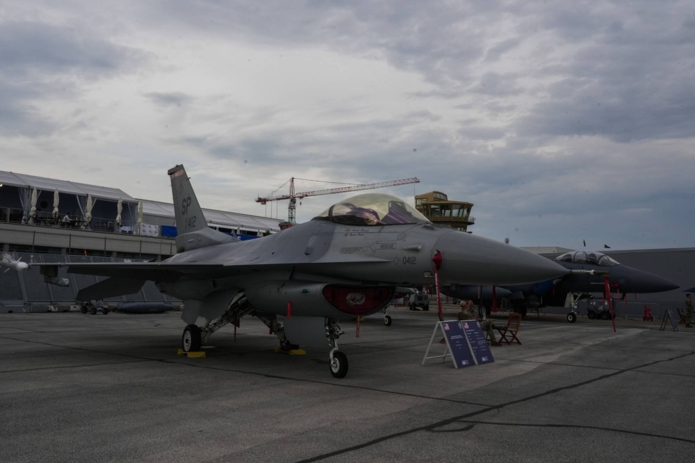 A U.S. Air Force F-16 fighter jet on display at the Paris Air Show in Le Bourget, Paris, in June.