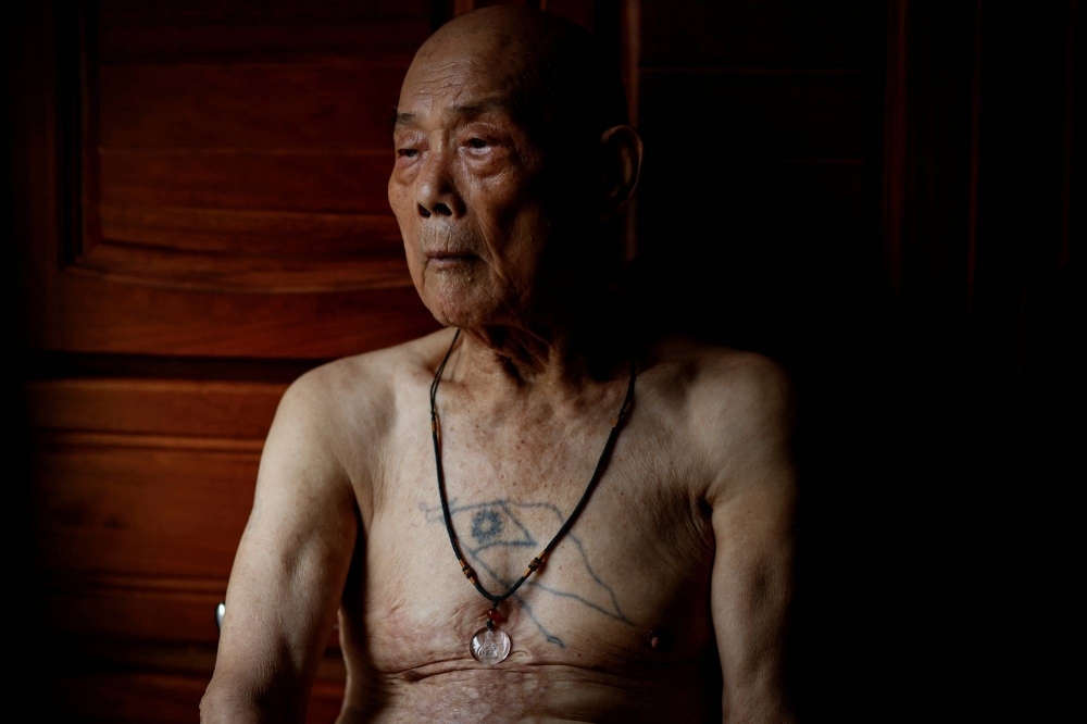 Wang Chih-chuan, 93, a Korean war prisoner who came to Taiwan and eventually fought in Kinmen, joined the Chinese army when he was 13, which he said was a result of press-ganging. 