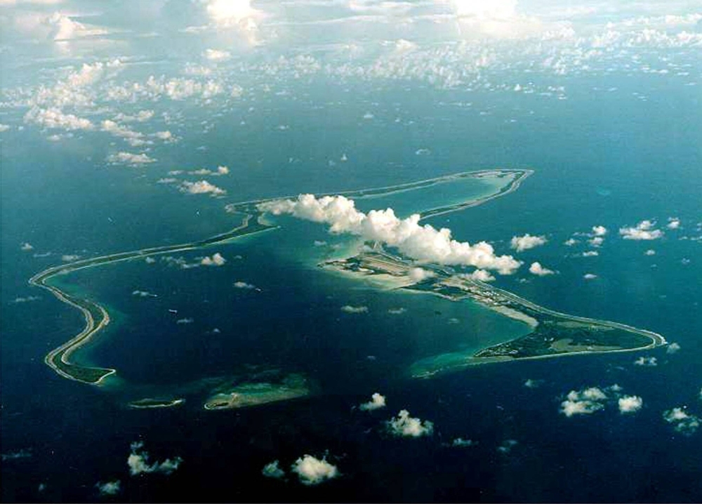 An undated file photo shows Diego Garcia, the largest island in the Chagos archipelago and site of a major United States military base in the middle of the Indian Ocean, leased from Britain in 1966.