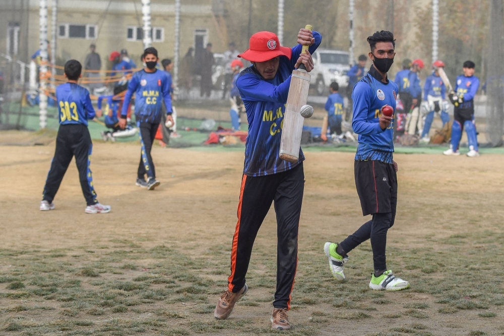 Afghan youth cricketers take part in a training session at Mohammad Mirza Katawazai Cricket Centre in Kabul on Nov. 25. 