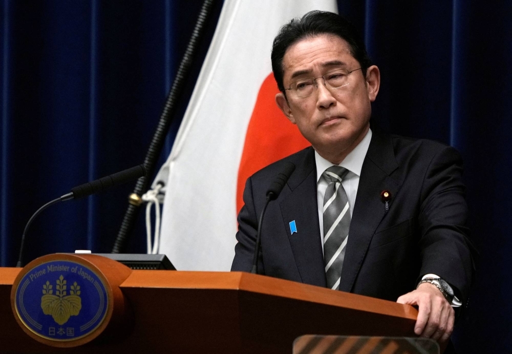 Prime Minister Fumio Kishida attends a news conference at the Prime Minister's Office in Tokyo on Wednesday.