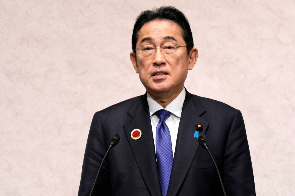 Prime Minister Fumio Kishida attends the Joint Chairpersons' Press Announcement after the ASEAN-Japan Commemorative Summit Meeting in Tokyo on Sunday.