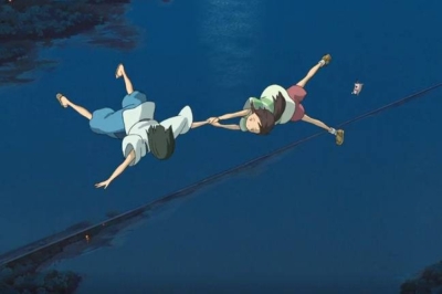 In Hayao Miyazaki's films, characters often experience life-changing revelations in midair, such as Haku and Chihiro in "Spirited Away."