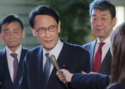 Former education minister Kisaburo Tokai, who has been tapped as Liberal Democratic Party policy chief, speaks to reporters Thursday at the Prime Minister's Office.