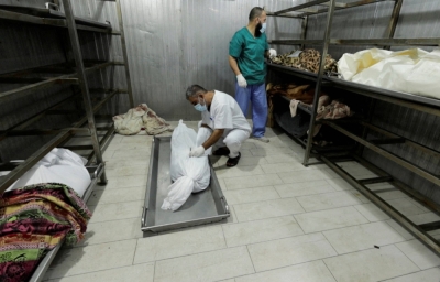 Saeed Al-Shorbaji, the supervisor of Nasser hospital's morgue, in Khan Younis in the southern Gaza Strip in November. He was killed in an Israeli airstrike in early December.