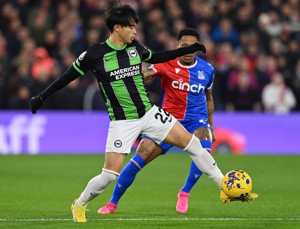 Brighton's Kaoru Mitoma in action against Crystal Palace on Thursday at Selhurst Park in south London. 