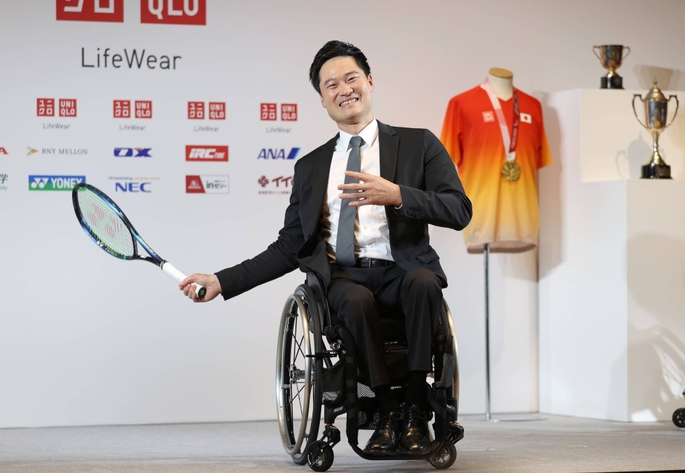 Shingo Kunieda during a news conference on Feb. 7. Kunieda announced his retirement from wheelchair tennis in January after a career that included a record 28 major singles titles and four Paralympic gold medals.