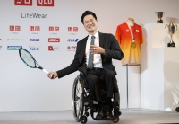 Shingo Kunieda during a news conference on Feb. 7. Kunieda announced his retirement from wheelchair tennis in January after a career that included a record 28 major singles titles and four Paralympic gold medals. | Jiji
