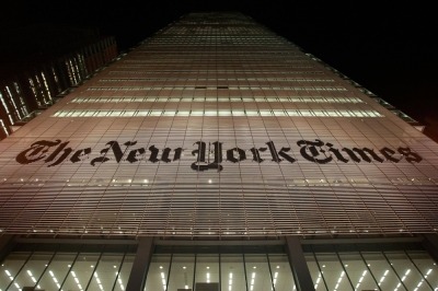 The New York Times headquarters in New York. The New York Times has sued Microsoft and OpenAI for using its content to help develop artificial intelligence services, in a sign of the increasingly fraught relationship between the media and a technology that could upend the news industry.