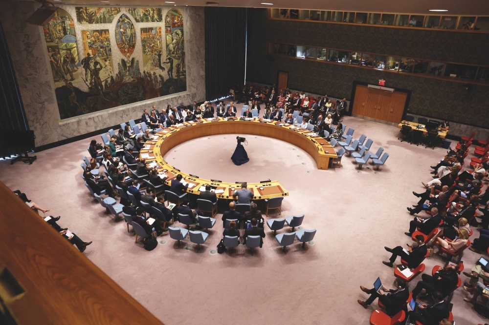 Members meet for a United Nations Security Council meeting on Ukraine on July 17. Between the carnage in the Middle East and a permanent member of the Security Council waging a war of aggression against its neighbor, there is ample reason to doubt that a consensus on U.N. reform is reachable.