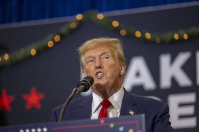 Former U.S. President Donald Trump campaigns in Waterloo, Iowa, on Dec. 19. 