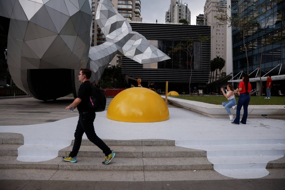 An art installation to call attention to global warming by Dutch artist Henk Hofstra in Sao Paulo