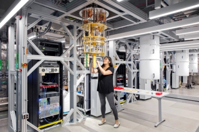 A scientist works on a quantum computer at the IBM Quantum lab in Yorktown Heights, New York.  