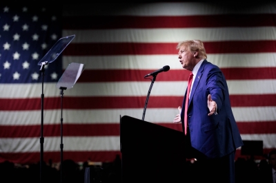 Former U.S. President Donald Trump speaks at a campaign rally in Reno, Nevada, in December last year. Trump's potential return to the White House could have serious implications for the U.S, as well as Japan, as he appears set to be even less inhibited and open to reason than before.