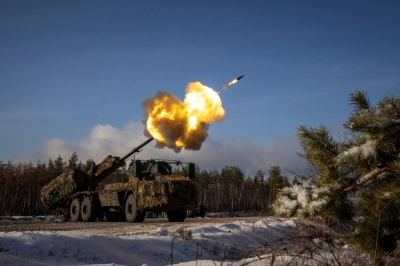 A Ukrainian artillery unit operating a Swedish-made Archer self-propelled howitzer fires on Russian positions in the country's Donetsk region on Dec. 16.  