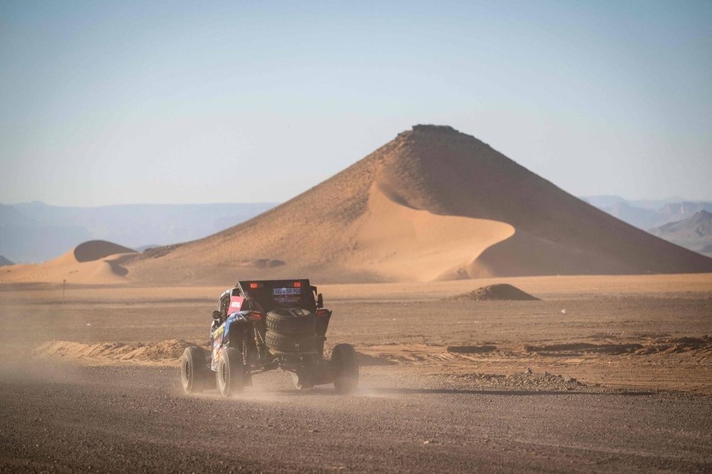 Portugal's Joao Monteiro drives his South Racing CAN-AM ahead of the Dakar RAlly in Al-Ula, Saudi Arabia, on Wednesday. 