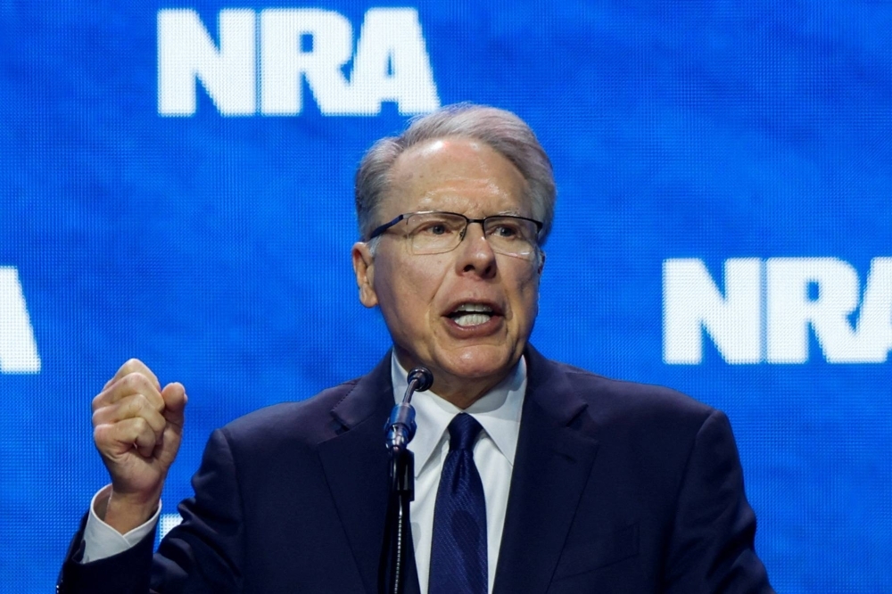 NRA chief Wayne LaPierre speaks at the National Rifle Association annual convention in Indianapolis last April.