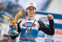 Ryoyu Kobayashi on Saturday in Bischofshofen, Austria, added the 2024 Four Hills title to triumphs in 2019 and 2022. | APA / via AFP-JIJI