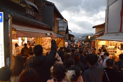 Tourists fill Kiyomizuzaka street near Kiyomizu Temple in the city of Kyoto in November.