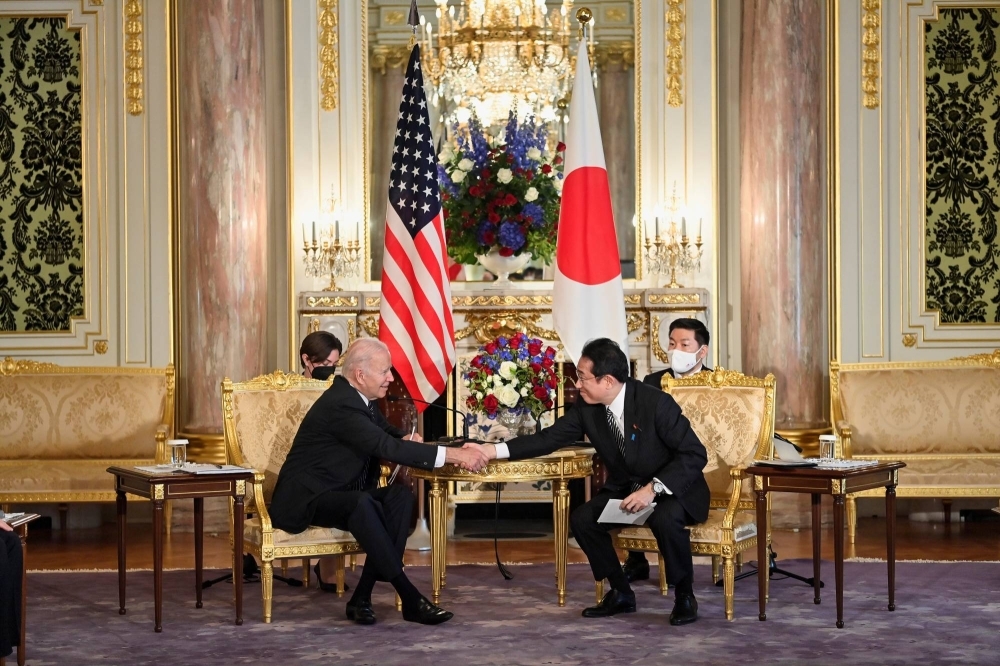 Prime Minister Fumio Kishida meets with U.S. President Joe Biden in Tokyo in May 2022.