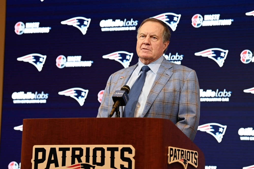 Outgoing New England Patriots head coach Bill Belichick holds a news conference in Foxborough, Massachusetts, on Thursday to announce his departure from the team. 