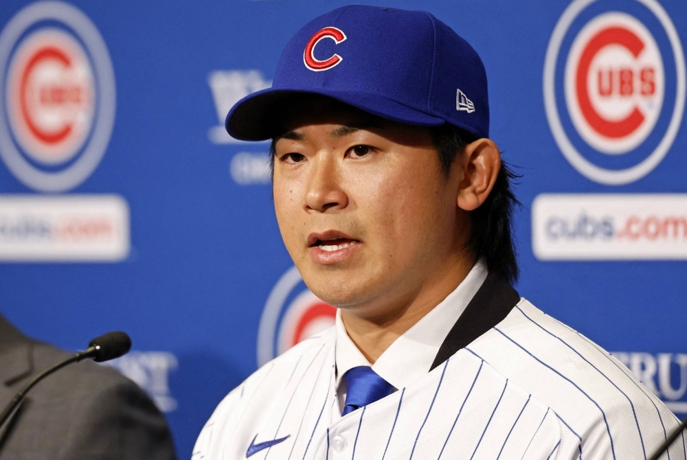 Chicago Cubs pitcher Shota Imanaga speaks during his introductory news conferenece in Chicago on Friday. 