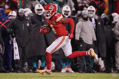 Rashee Rice caught eight passes for 130 yards and a touchdown as the Chiefs rolled over the Dolphins on Saturday at Arrowhead Stadium. 