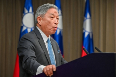 Taiwan Deputy Foreign Minister Tien Chung-kwang speaks during a news conference at the Ministry of Foreign Affairs in Taipei on Monday.