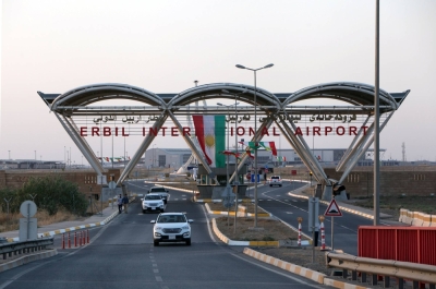 Air traffic at the Erbil International Airport in Erbil, Iraq, was suspended in the early morning on Tuesday amid explosions.